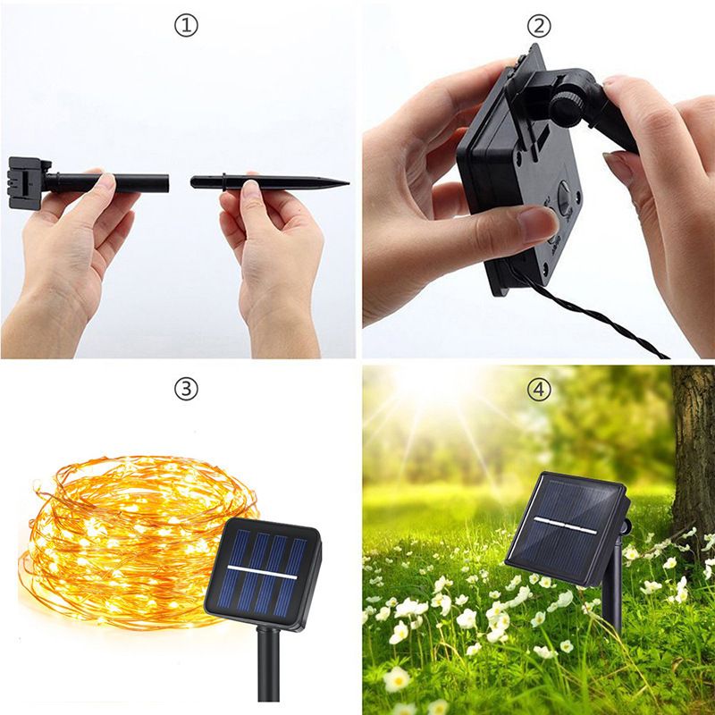 led solar copper wire string LED100 lights 8 functional indoor and outdoor waterproof garden lights Specification image