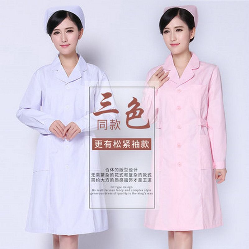 Mid-length nurse uniform sets, spring and summer short-sleeved women's white coats, long and short-sleeved beauty salon work clothes, labor protection clothes Specification image