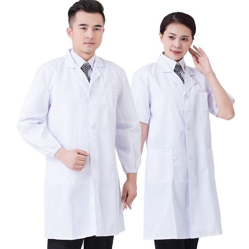 Men and women nurses physician coat Lab college students chemical overalls White coat Long sleeve doctor's blue coat thumbnail