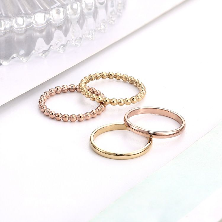 Japanese and Korean fashion accessories, small round bead water ripple titanium steel rings, Doudou rings, couple accessories, custom smooth ring pieces
