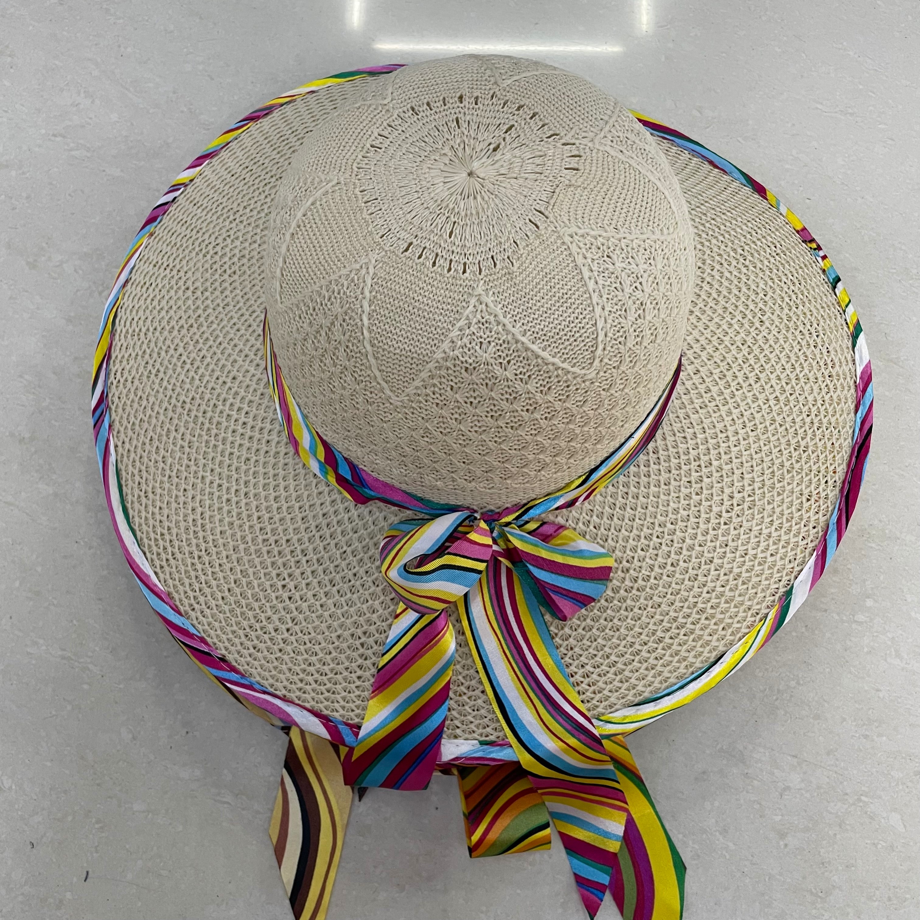 Millinery Fashion Shade Outdoor Leisure Beach Five Star Bag Edge Ribbon Big Hat details Picture