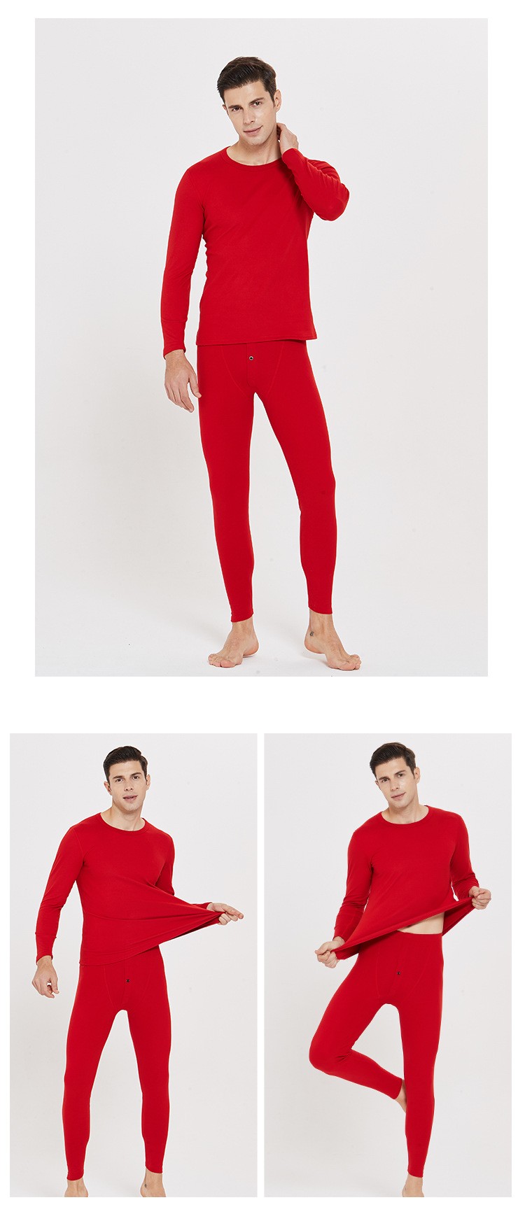 Men's Round Neck Velvet Warm Underwear Men And Women Cationic Long Johns Set Factory Direct Sales undefined