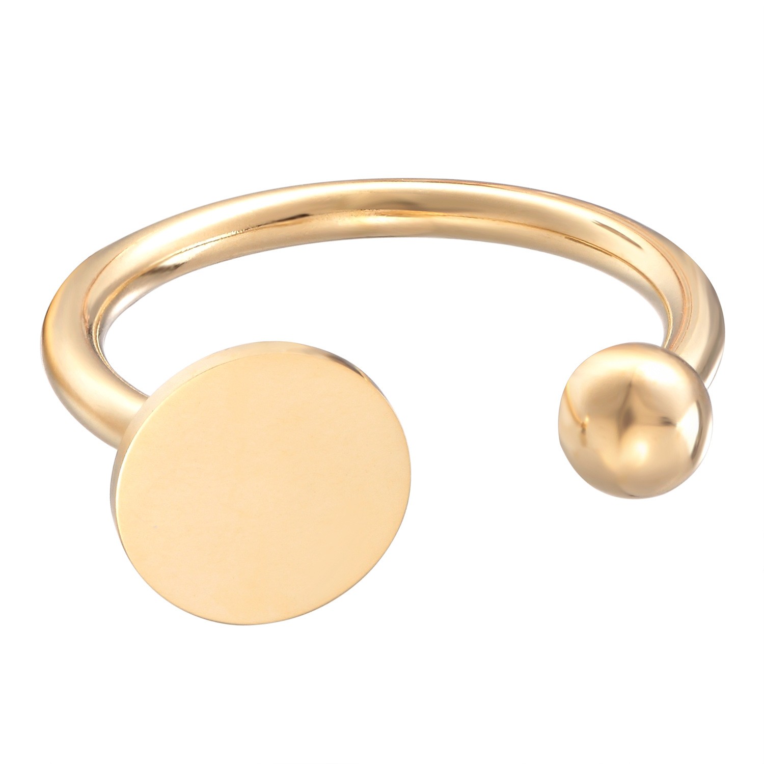 ins titanium steel round tag open ring, simple and stylish round index finger ring, Korean version design ring detail image 2