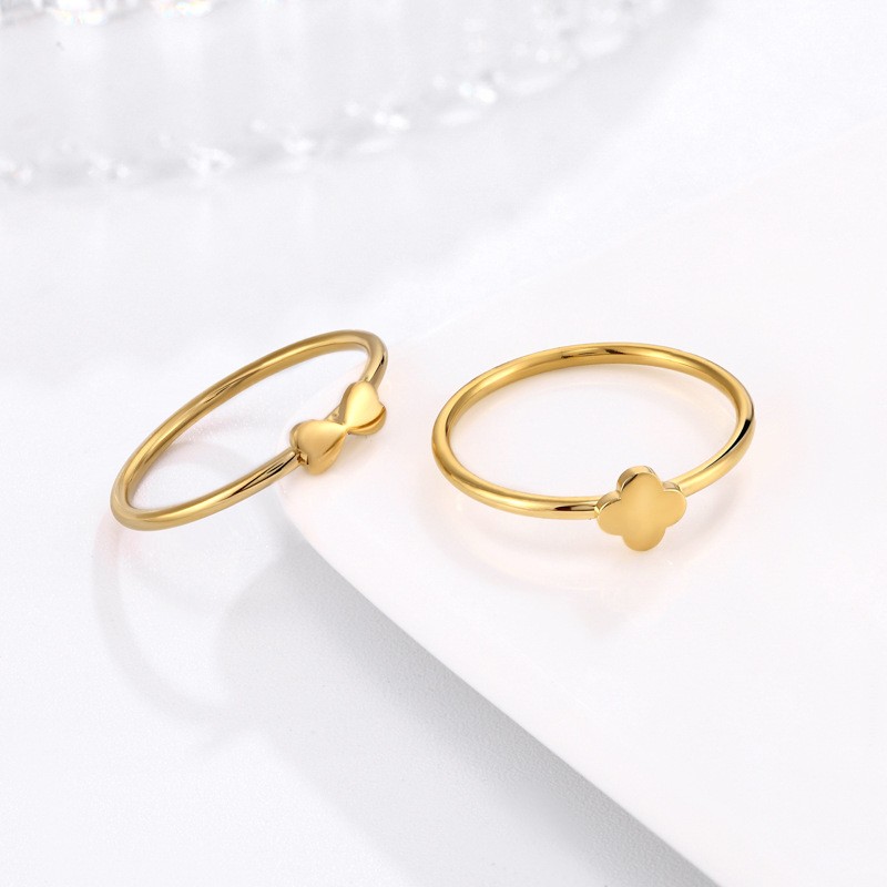 蝴蝶戒指14k四叶草戒指女时尚饰品不褪色详情图3