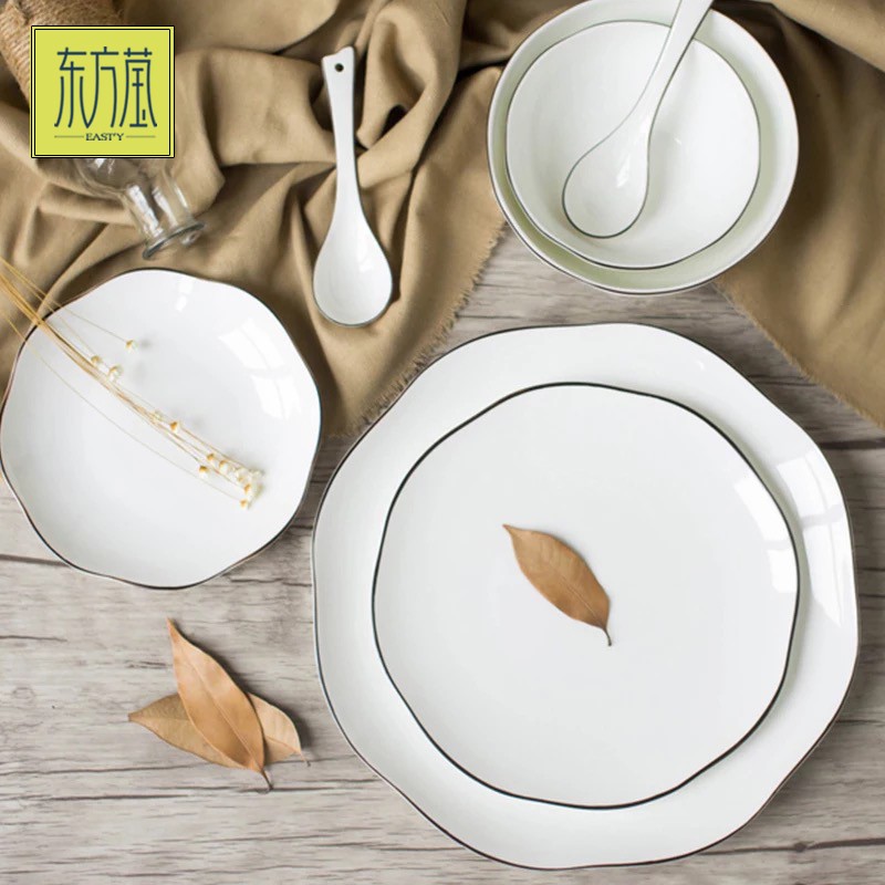 Ceramic plates, ceramic bowls, loose bowls, loose plates, loose saucers, bone China bowls, household tableware, vegetable plates, white porcelain, hotel porcelain display tables, flower plates detail image 5
