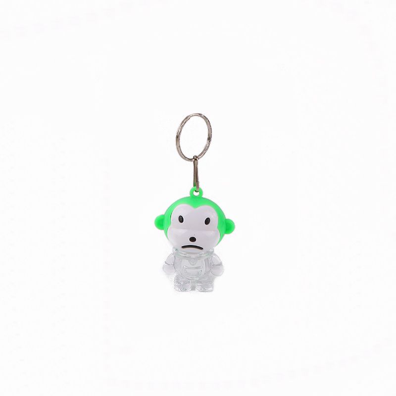 Creative summer new children's plastic toys: Glowing little monkey keychain pendant, up and down switch iron buckle chain, glowing toy, small gift, tall electronic toy 1 Item Picture