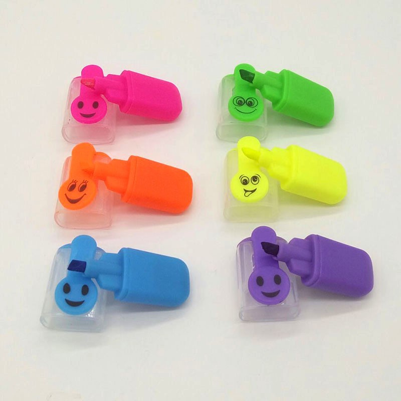 MAOMAOYU 6支套装笑脸表情迷你荧光笔 定制LOGO 清单区分颜色笔详情图2