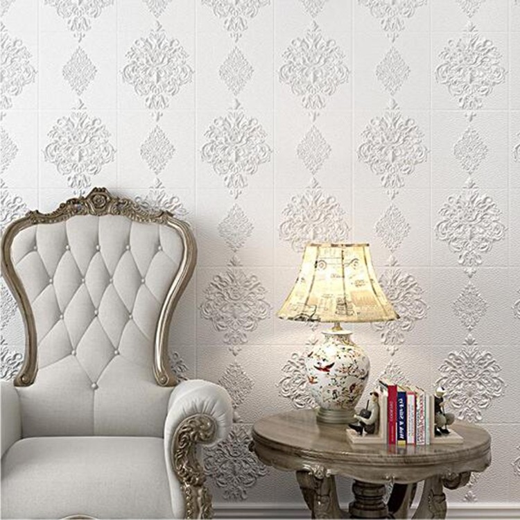 3D self-adhesive wall stickers 70cm*70cm European-style wallpaper in white, gray, pink and green for office, living room and bedroom, anti-collision, moisture-proof, heat-insulating and heat-preserving detail image 1