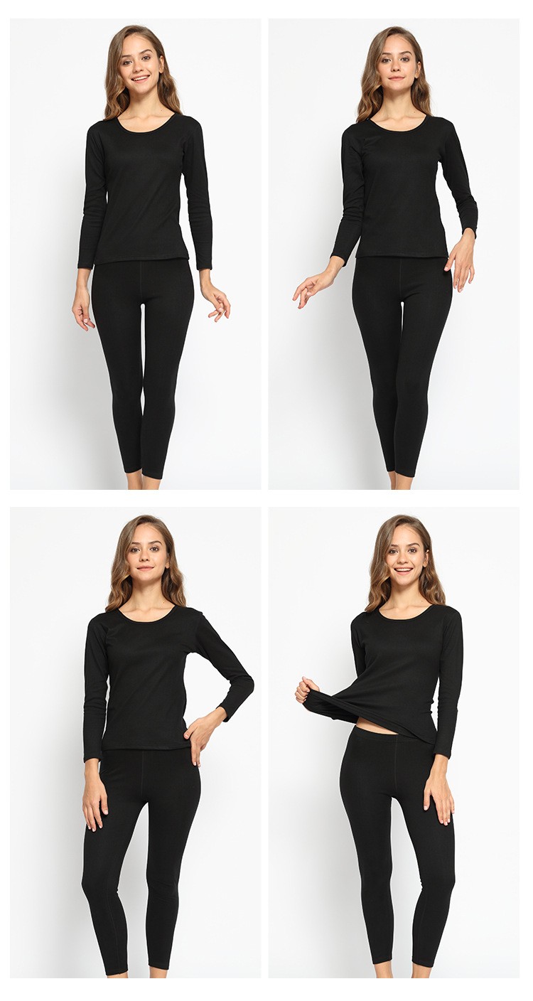 Men's Round Neck Velvet Warm Underwear Men And Women Cationic Long Johns Set Factory Direct Sales undefined