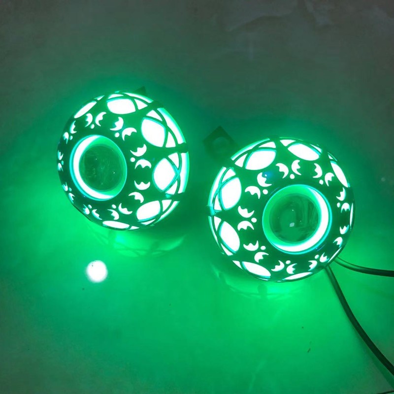 Motorcycle led light Angel eye external mirror headlight wind and fire color flash beam light Devil Eye modification details Picture