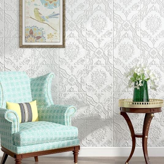 Self-adhesive wall stickers, 3D wall stickers, 70cm*70cm, European-style bedroom, living room and office, anti-collision, moisture-proof, heat-insulating, white, gray and coffee colors detail image 1