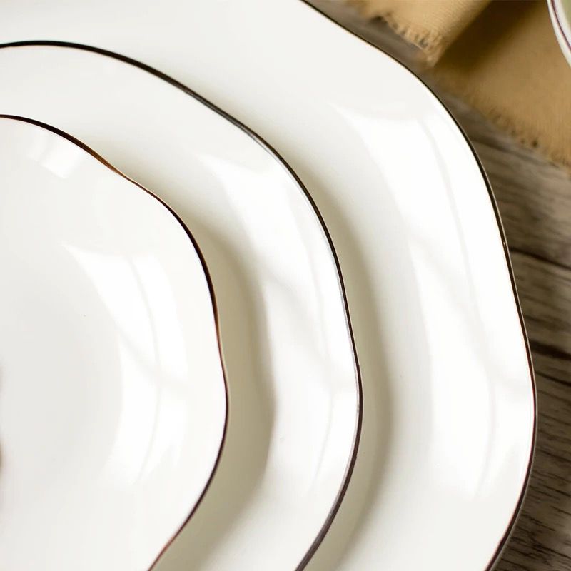 Ceramic plates, ceramic bowls, loose bowls, loose plates, loose saucers, bone China bowls, household tableware, vegetable plates, white porcelain, hotel porcelain display tables, flower plates Item Picture