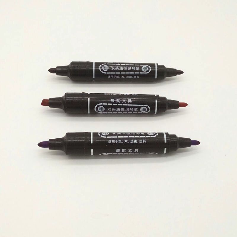 Chenyun 150 large double-headed oil-based marker pen, with one end thick and the other thin, marks pen, round tip and knife tip marker pen details Picture