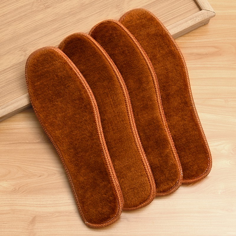 Free shipping of 10 pairs of warm insoles 36731 wholesale warm insoles, men's and women's plush soft soles, comfortable, sweat-absorbing, deodorizing, cold-proof, fleece imitation wool cotton insoles, winter detail image 2
