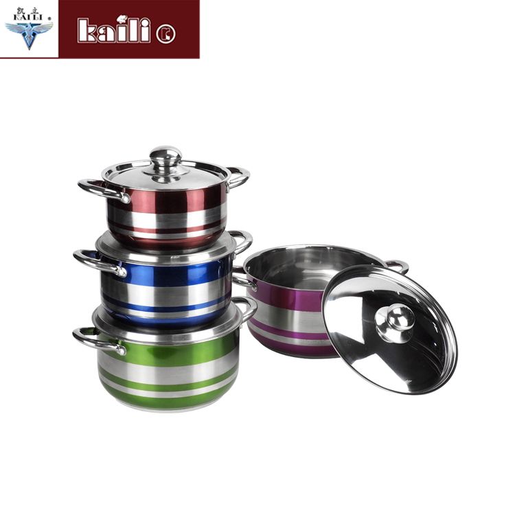 Four-piece set of colorful pot, household porridge pot, soup pot, double-bottom soup pot, induction cooker and gas stove, universal cookware details Picture
