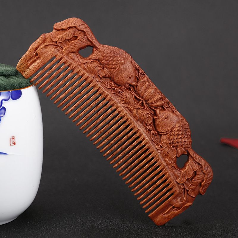 Non-acid double-sided carved 14 cm smooth hair comb - Style 17