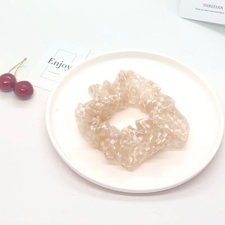 Anti-shiny cloth checkered pig large intestine hair ties details Picture