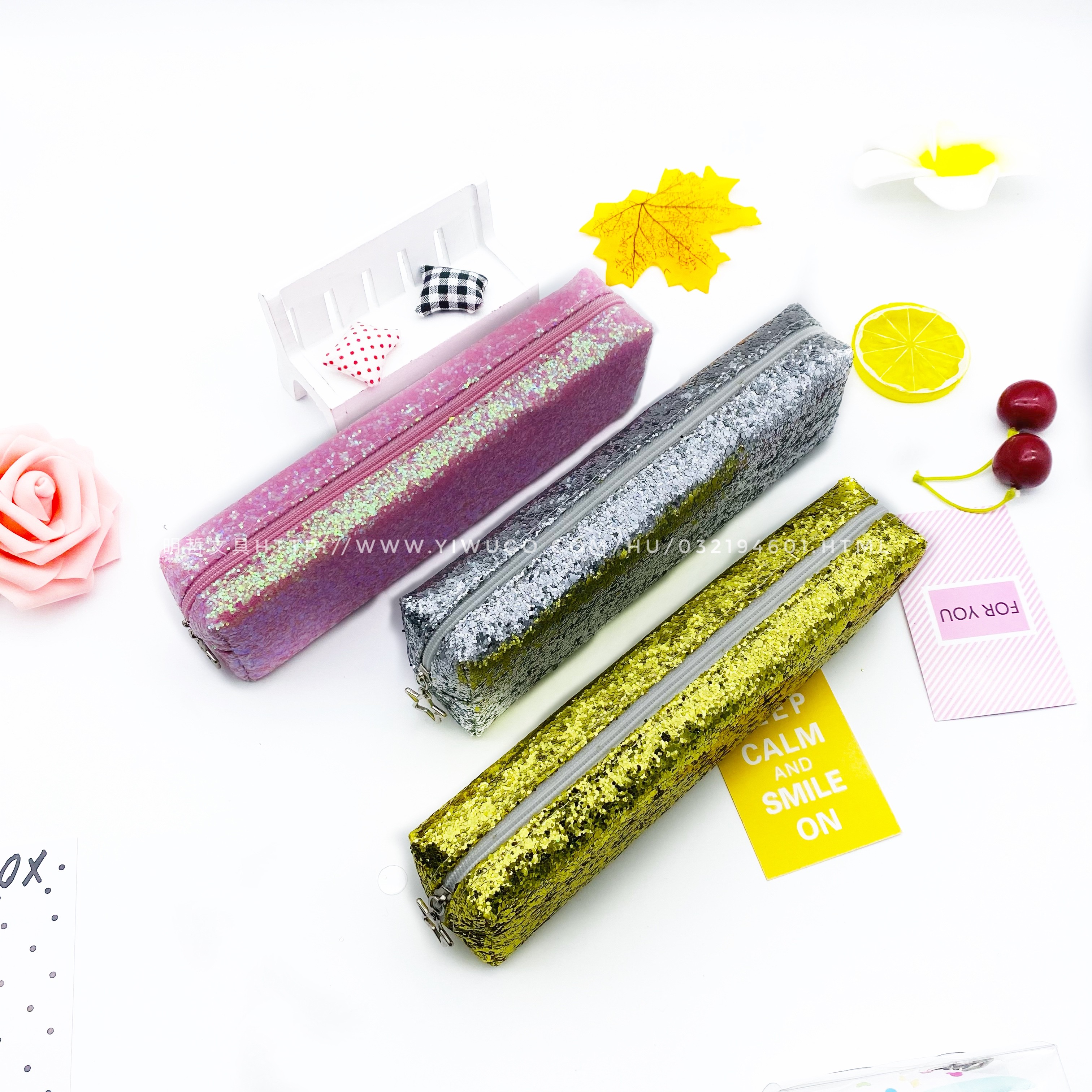 Pu Glittering Sequined Octagonal Pen Case Student Storage Bag Application Scenario