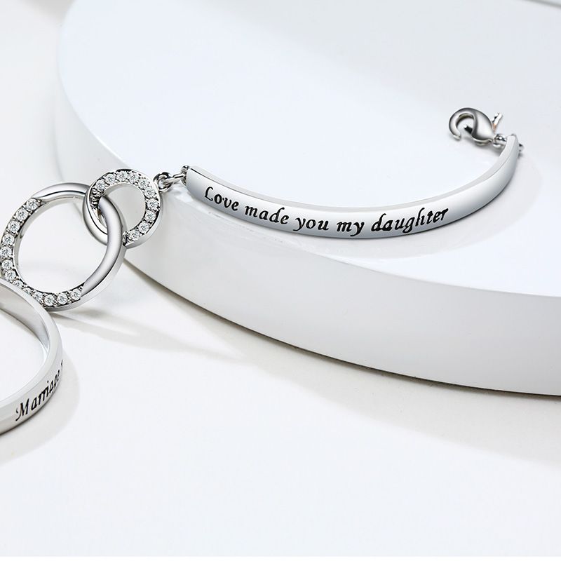 Stainless steel zircon double-ring bracelet, steel color, does not fade after corrosion details Picture