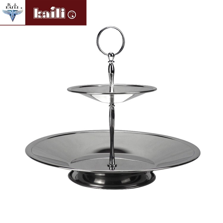 Single-layer round fruit plate, double-layer pastry plate, cake rack, three-layer fruit plate tray, creative candy, snack and dried fruit plate detail image 2