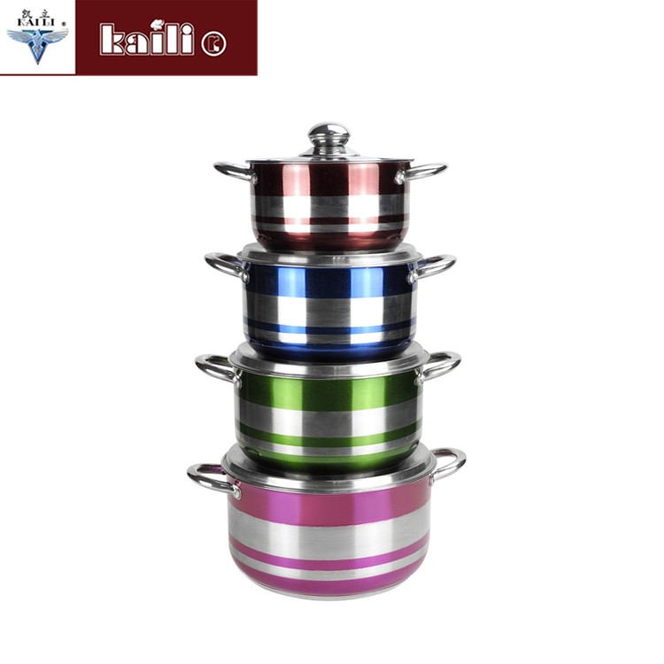 Four-piece set of colorful pot, household porridge pot, soup pot, double-bottom soup pot, induction cooker and gas stove, universal cookware detail image 1