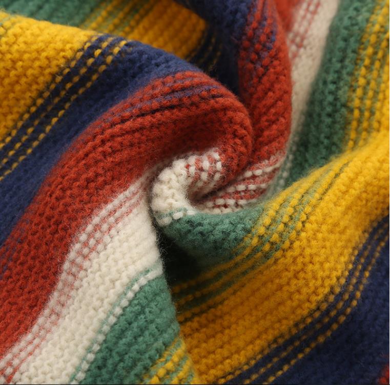 Europa y américa calle multicolor rayas larga bufanda invierno lana artificial caliente rectangular bufanda para hombres y mujeres Item Picture