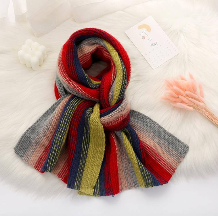 Europa y américa calle multicolor rayas larga bufanda invierno lana artificial caliente rectangular bufanda para hombres y mujeres details Picture