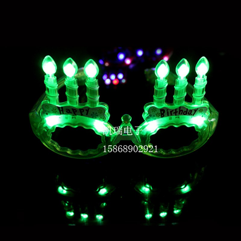 0083 LED发光蛋糕眼镜 生日PARTY闪光眼镜 生日聚会用品详情图1