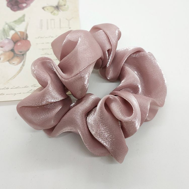 High-end shiny tulle pig's large intestine hair tie, Korean tulle bun hairstyle details Picture