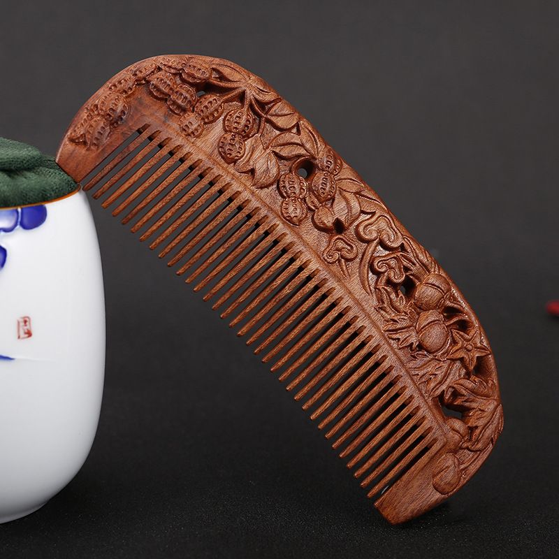 Non-acid double-sided carved 14 cm smooth hair comb - Style 15