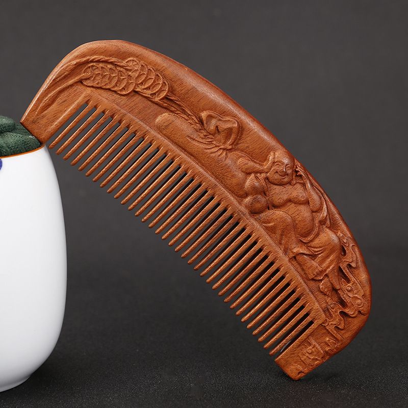 Non-acid double-sided carved 14 cm smooth hair comb - Style 4
