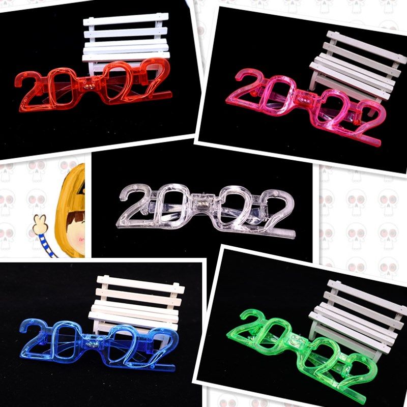 灯泡六灯2022发光数字眼镜 闪光新年2022眼镜 跨年晚会闪光用品详情图2