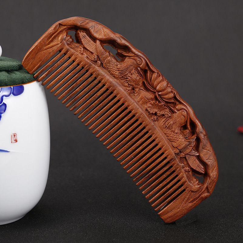 Non-acid double-sided carved 14 cm smooth hair comb - Style 16