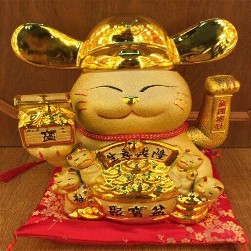Nantai Golden Rocker cat creative ceramic ornament