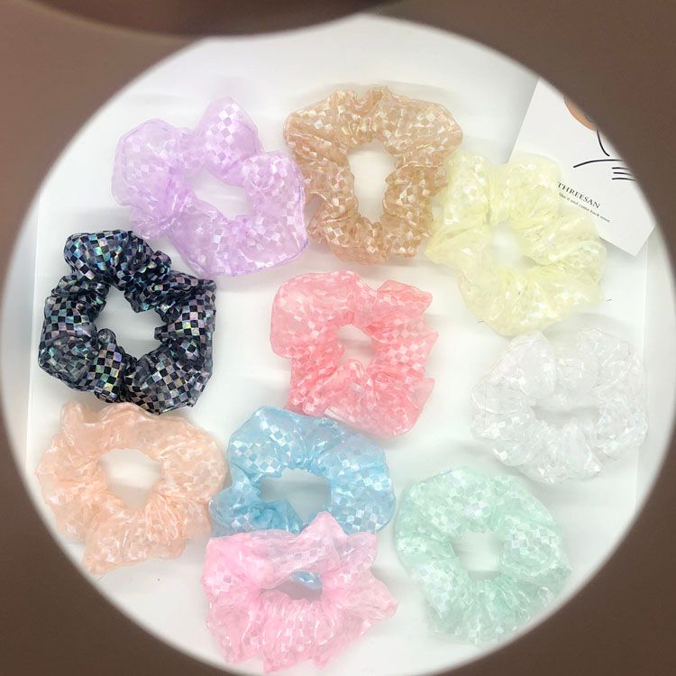 Anti-shiny cloth checkered pig large intestine hair ties Item Picture