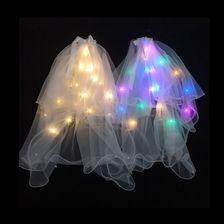 LED订珍珠款发光头纱  暖白灯 彩灯闪光头纱 跳舞舞台人物装饰