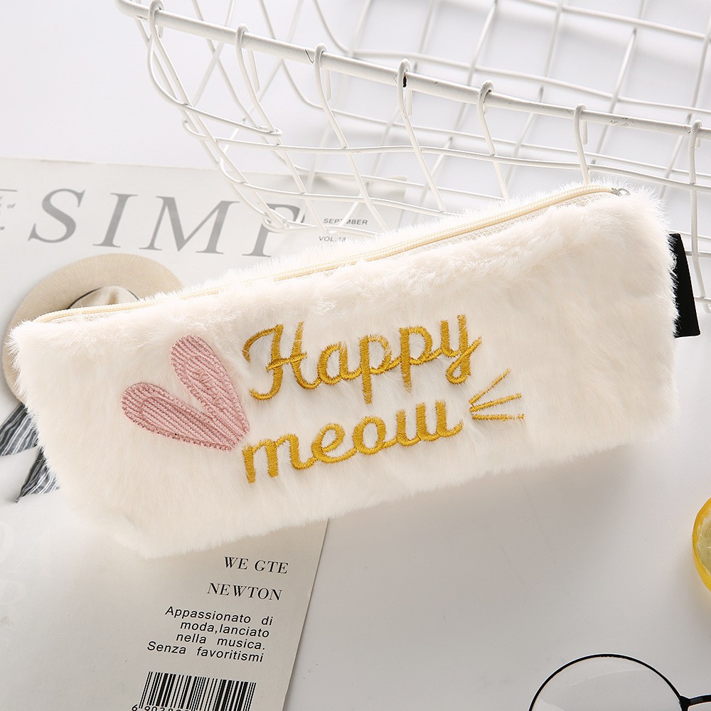 Customized Wholesale Of Large-Capacity Student Stationery Bags And Pencil Cases With Plush Rabbit Ears For Autumn And Winter full figure