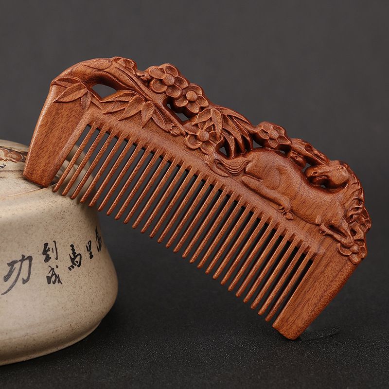 Non-acid double-sided carved 14 cm smooth hair comb - Style 1