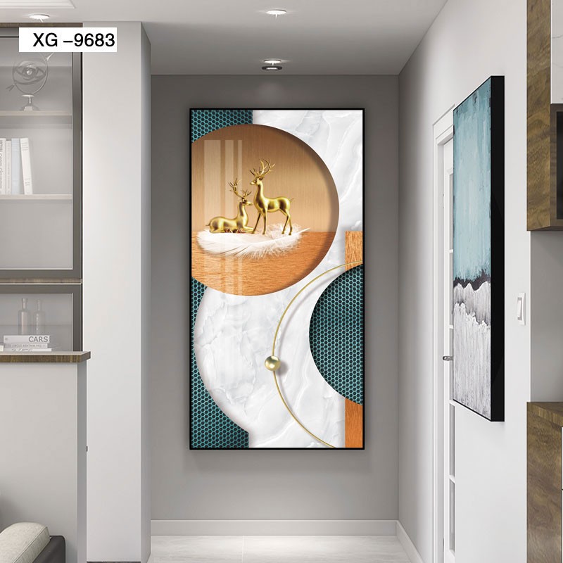 现代轻奢客厅装饰画抽象几何沙发背景墙装饰壁画手工画定制喷绘详情图1