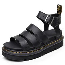 New foreign trade flip-flops, PU rubber toe-hugging women's sandals, one-shoulder buckle low-heeled buckle flat sandals 1027