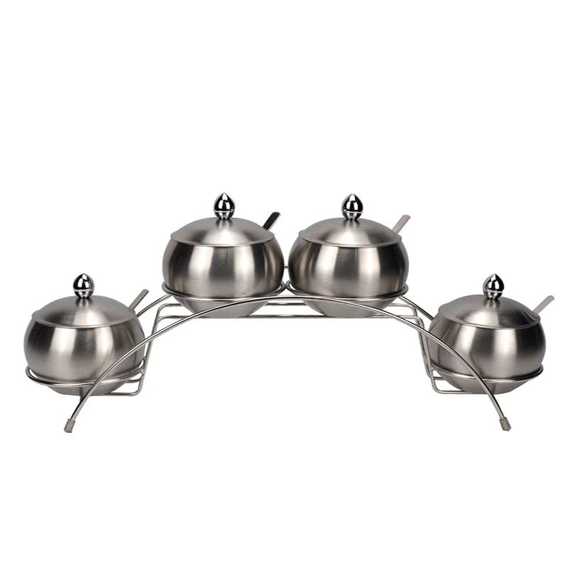 304 stainless steel four-flavor seasoning box, seasoning rack, household seasoning jar, monosodium glutamate and chicken essence jar, sanding, enlarged and thickened detail image 4