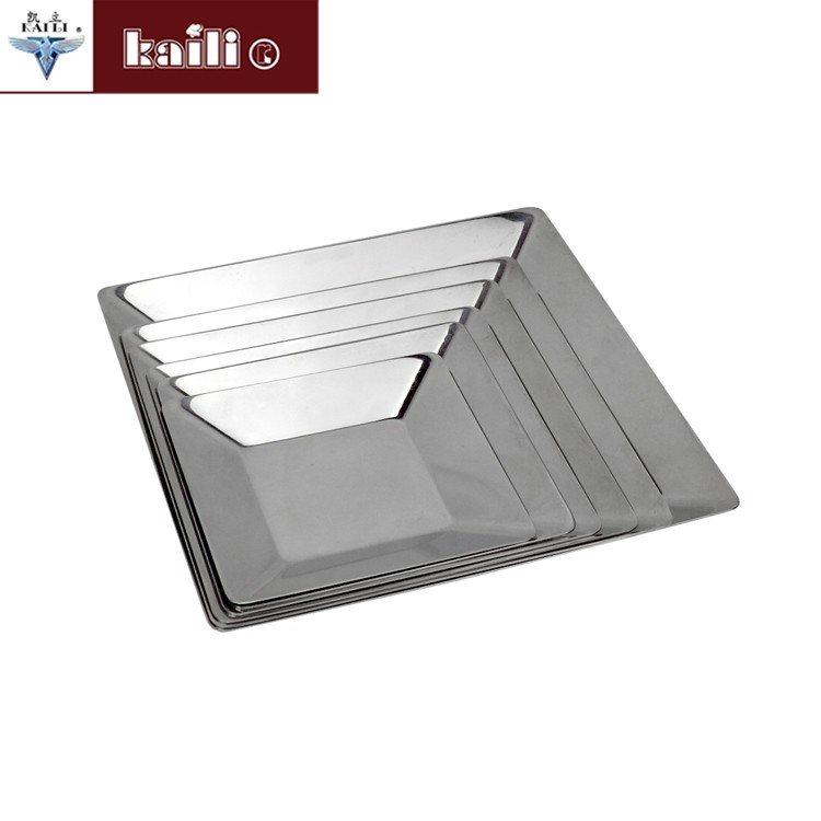 Stainless steel square plates, living room hotel fruit plates, cake and pastry plates, candy plates, craft plates detail image 3