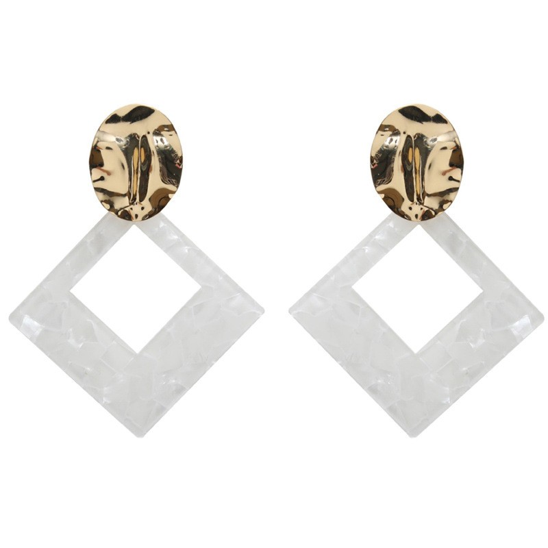 European and American fashionable iron sheet spliced acrylic sheet ladies' cool ear studs detail image 1