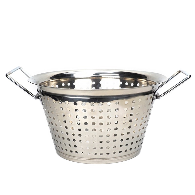 Stainless steel double-ear large-hole grain and vegetable basin with reversed edges for washing vegetables detail image 3