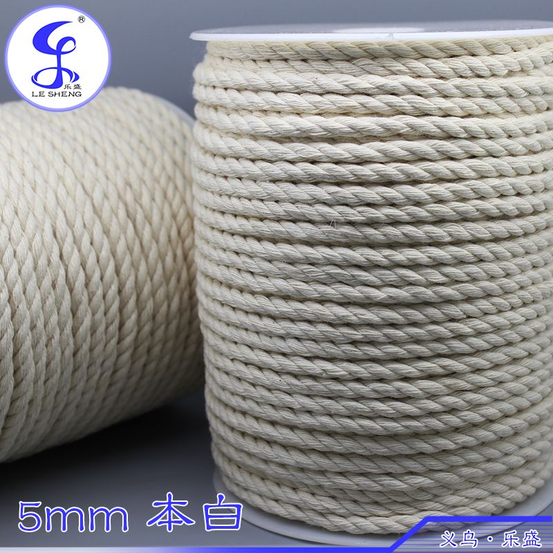 5Mm Tapestry Rope Hand-Woven Rope Three Strands Twisted Rope Twist Rope Environmental Pure Cotton White Gyro Rope details Picture
