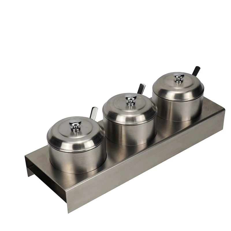 304 stainless steel three-flavor seasoning box, seasoning rack, household seasoning jar, monosodium glutamate and chicken essence jar, enlarged and thickened detail image 3