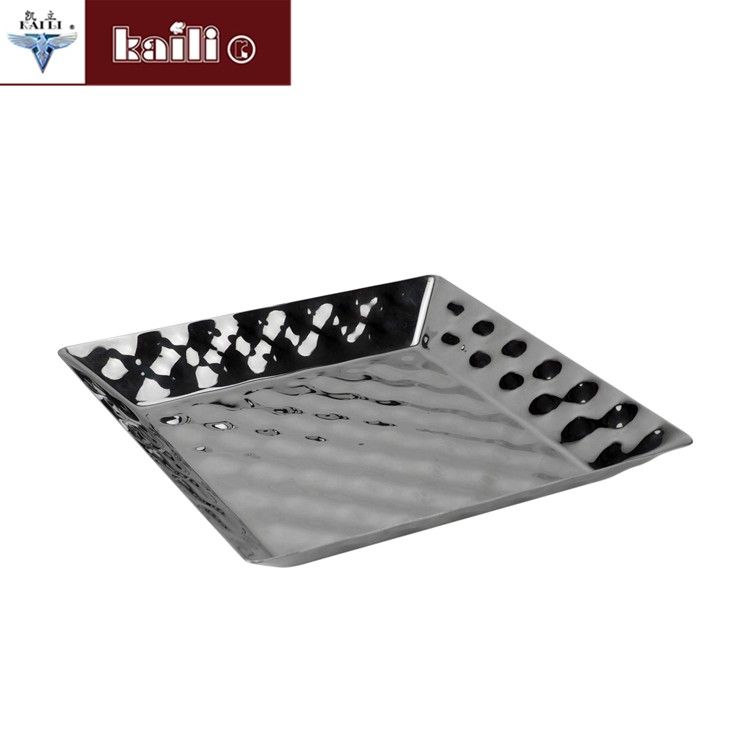 Stainless steel square and rectangular hand-made craft plates, living room hotel fruit plates, pastry plates, candy plates detail image 2