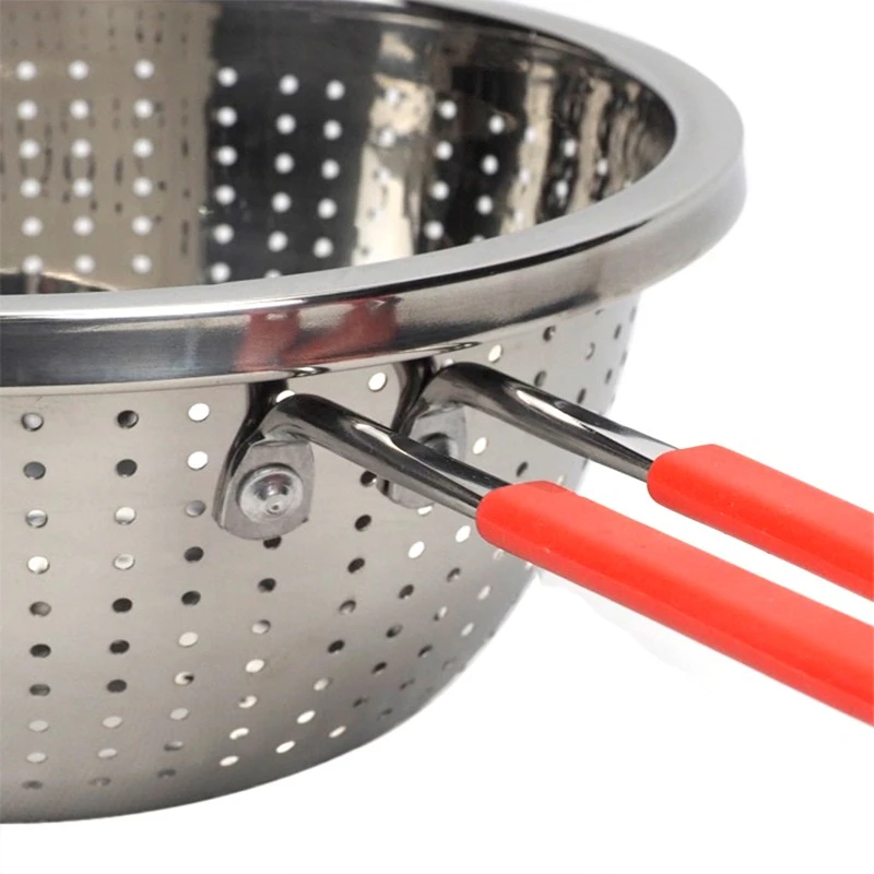 Stainless steel thickened single-handle small hole fruit basket, vegetable washing basin, draining basket, multi-purpose kitchen basket detail image 5