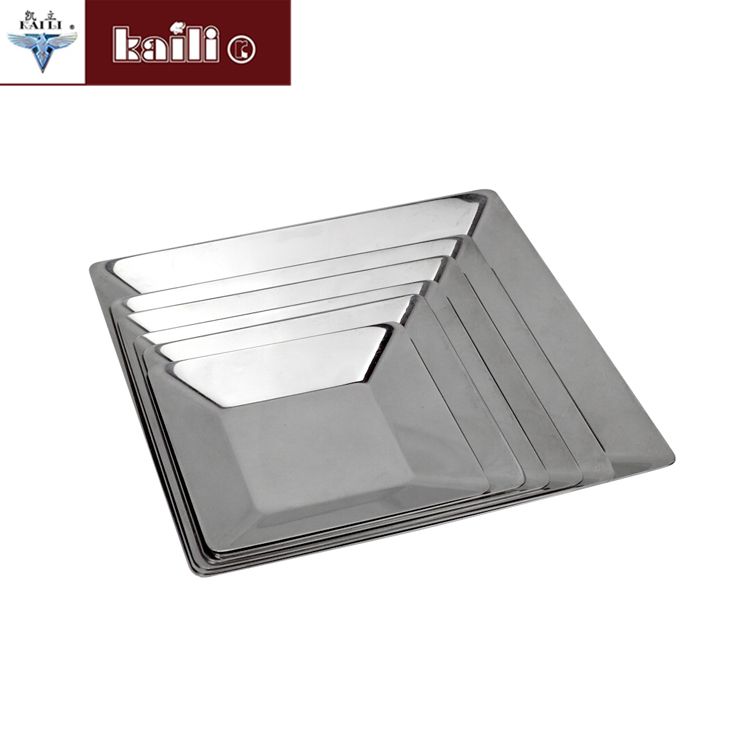 Stainless steel square plates, living room hotel fruit plates, cake and pastry plates, candy plates, craft plates details Picture