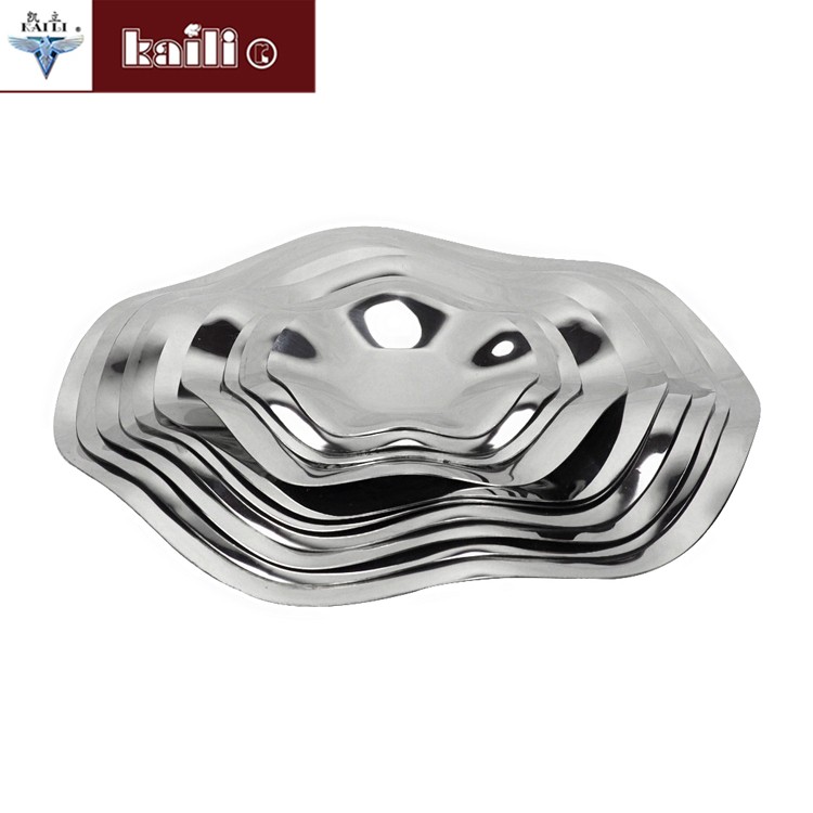 Stainless steel lotus leaf fruit plate, pastry plate, fruit plate tray, creative candy, snack and dried fruit plate detail image 5